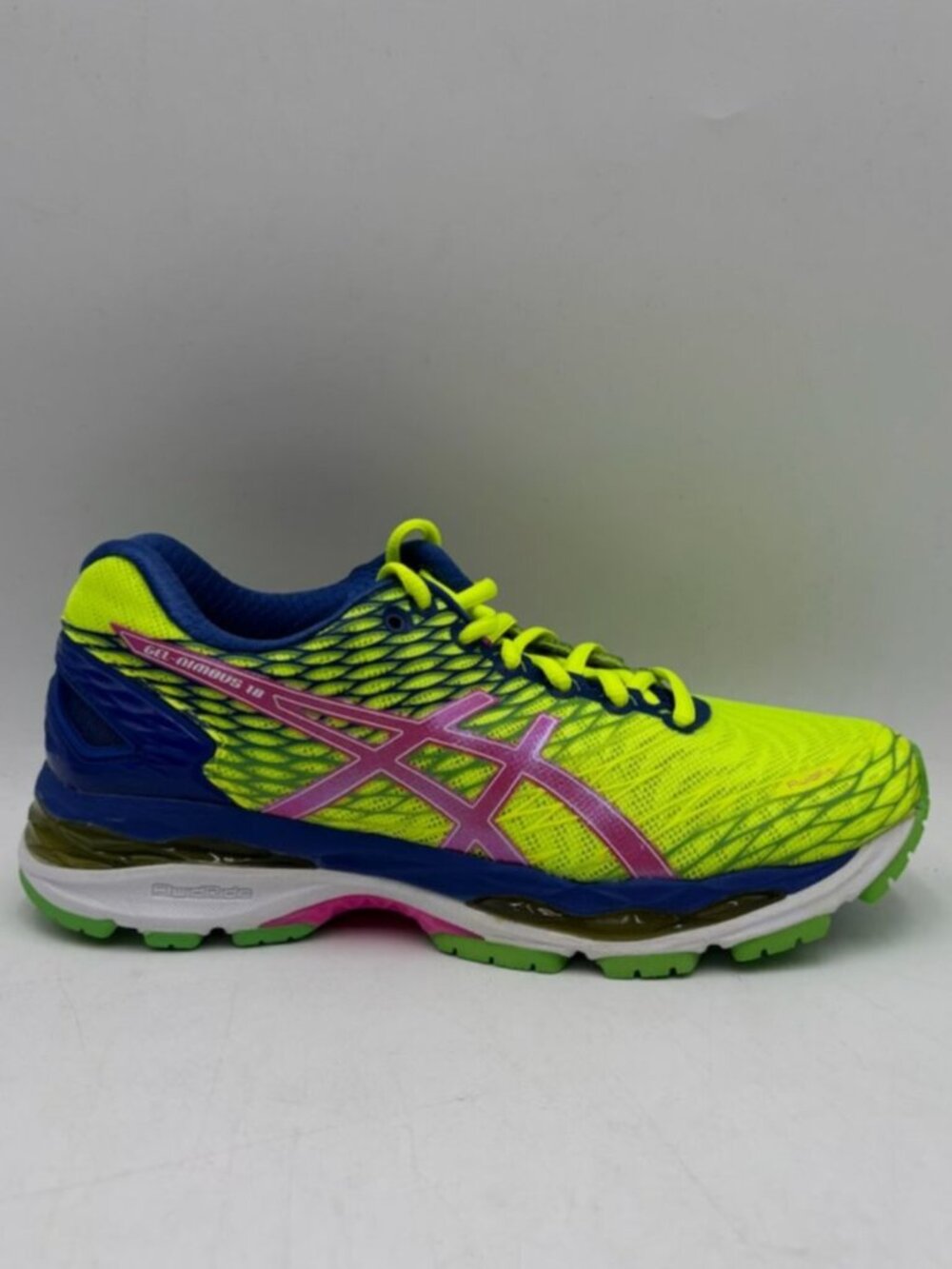 New Asics GEL Nimbus 18 Flash Yellow, Navy Green Pink Womens 8.5 US 40EUR MEDIU